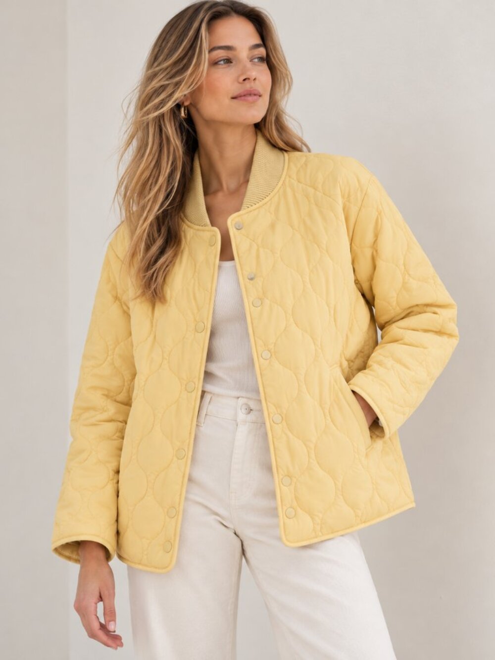 Varley Luca Quilted Jacket Reed Yellow Size M NWT